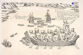 Столкновение Тасмана с маори - старинная гравюра.